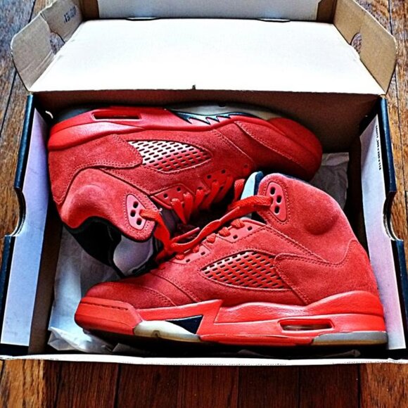Air Jordan 5 Retro BG Red Suede, Size US M6(Y), W7.5 - Picture 14 of 16